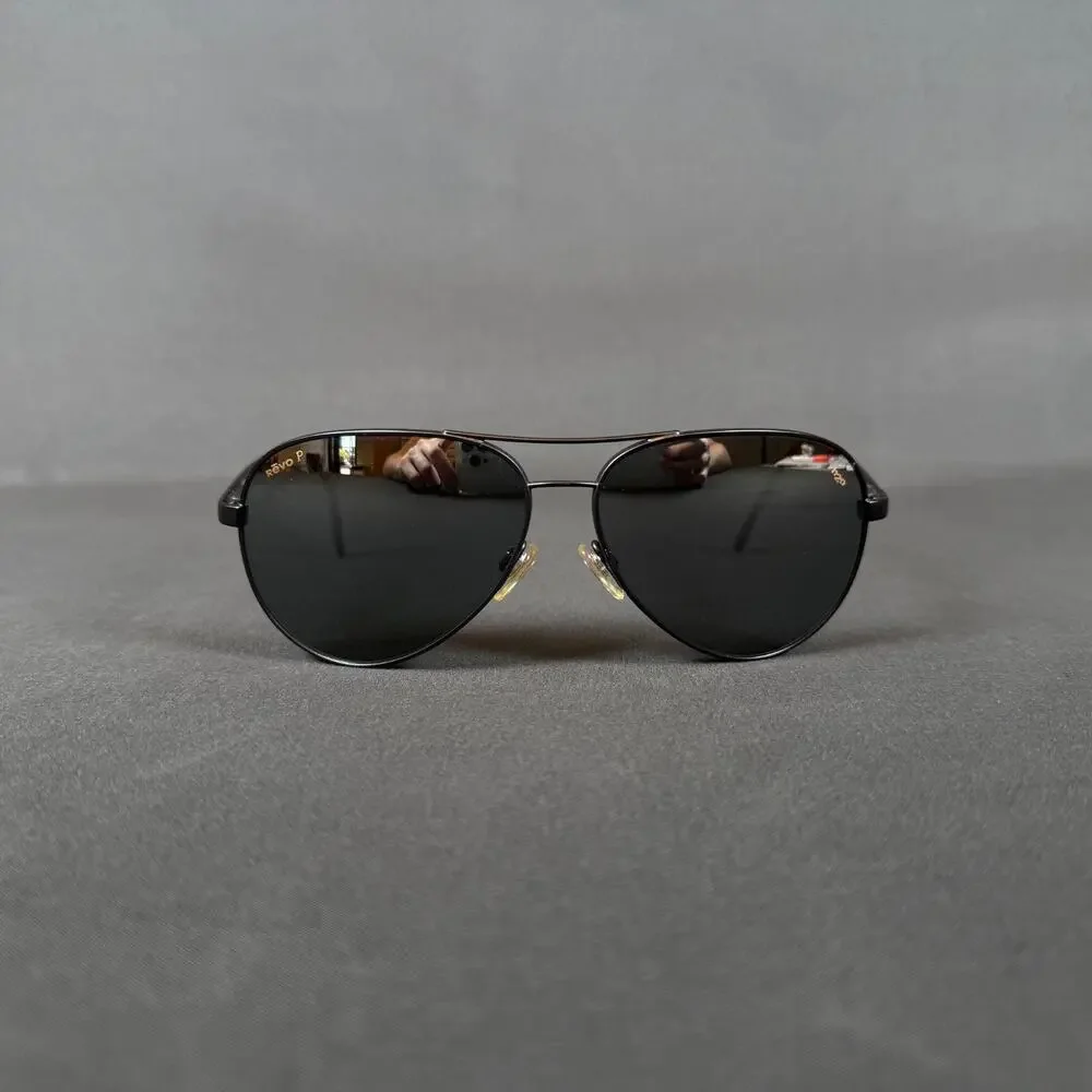 Revo 3052 001/J3 59-13-135 Black Metal Polarized Aviator Sunglasses